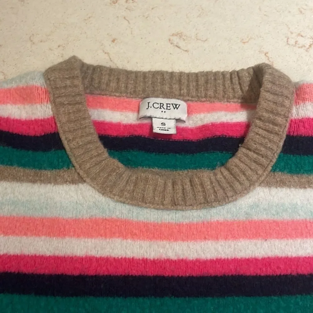 J.Crew striped holiday sweater SZ small wool blend
